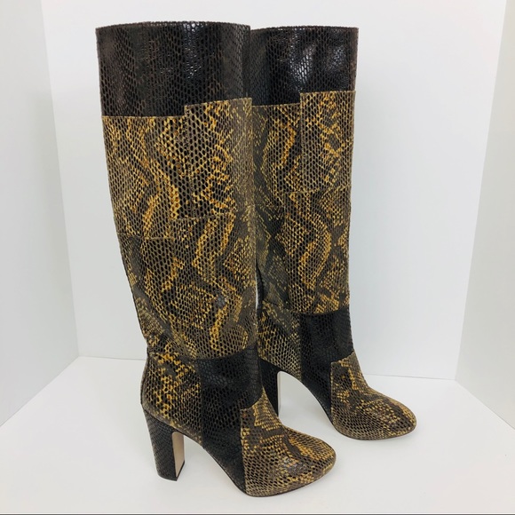 snakeskin slouch boots